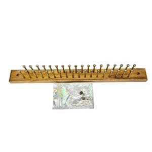 Wooden Tie Rack With Brass Pegs 20 x 3 x 2 Includes Mounting Hardware